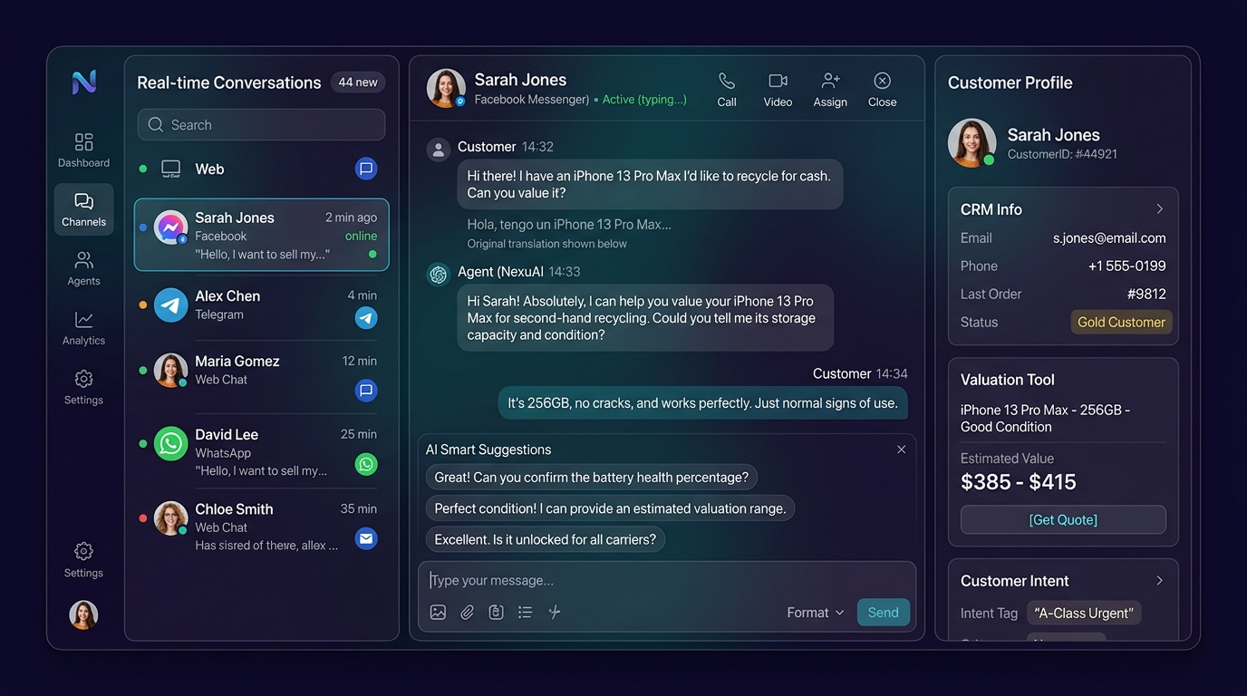 U5 AI 在线客服工作台与自动估价界面